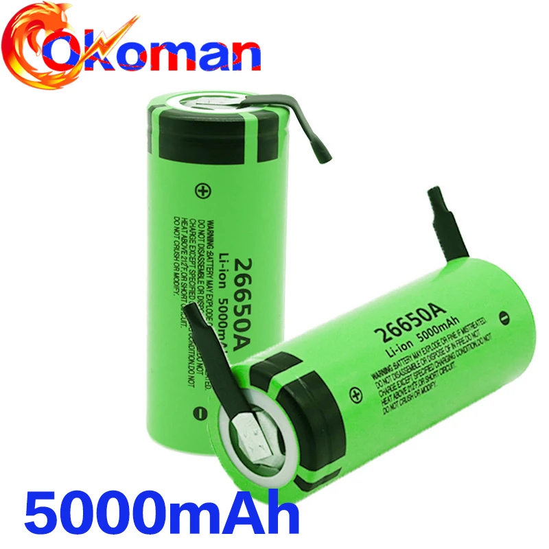 Аккумулятор для Panasonic 26650A 3,7 V 5000mAh высокой емкости 26650 литий-ионные аккумуляторы+ DIY никель