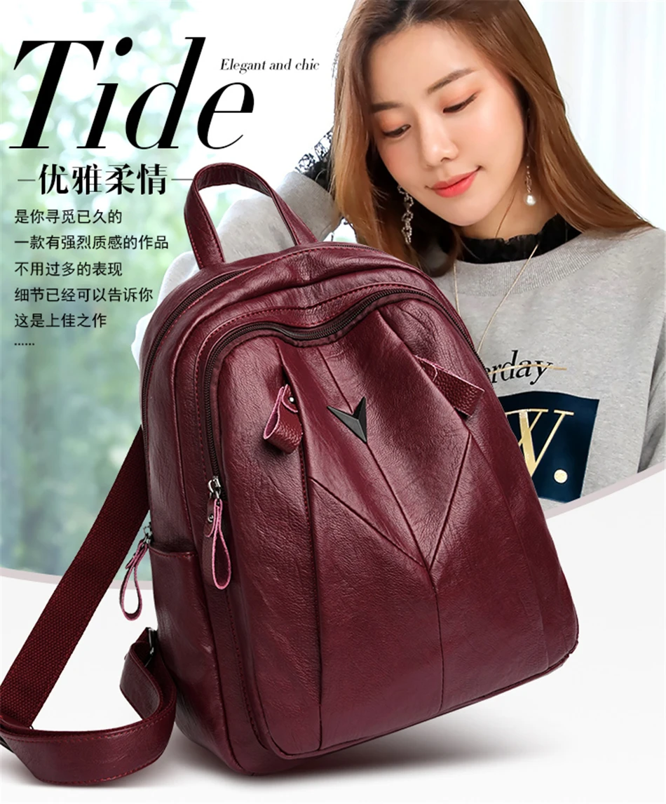 Multi-function Women Backpack High Quality Soft Leather Backpacks For Teenage Girls Shoulder Bag Travel Backpack mochilas mujer