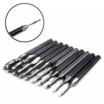 

10× Carbide Ball Nose End Mill CNC Engraving Router Bits Kit 1-3.175mm 2-Flutes