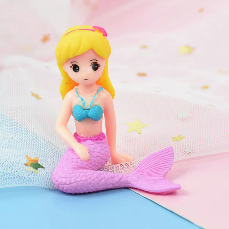 1 Pz Cartoon Mermaid Doll Ornament Baby Shower Girl Little Mermaid Birthday Party Cake Decoration Home Desktop Decor Supplies
