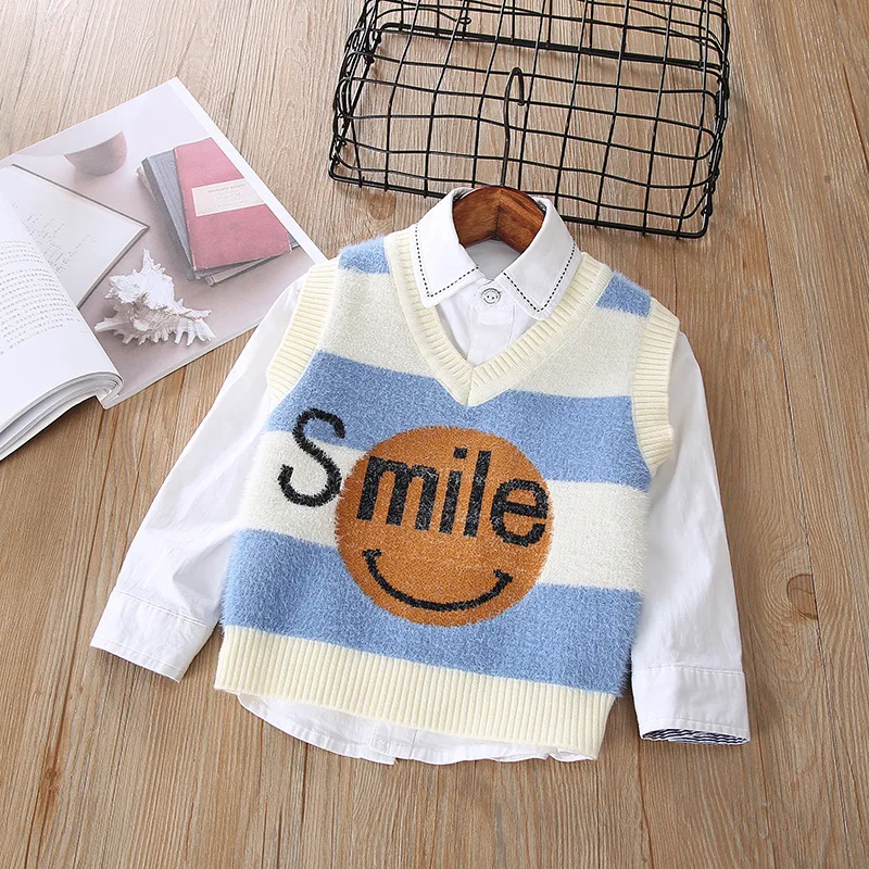 

2019 Spring New Products Korean-style xiao chun Children Knit Sleeveless Sweater Cardigan Men And Women Children Sweater Waistco