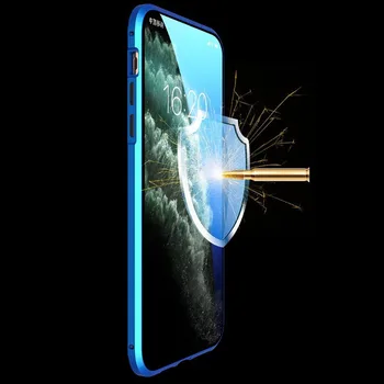 

Easy assemble Luxury Double sided glass Metal Magnetic Adsorption Case for Iphone11 Pro Max with retail packing