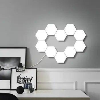 

White 100-240V Touch Sensitive Lighting Quantum Lamp Modern Creative Restaurant Modular LED Night Light Magnetic Hexagons PC