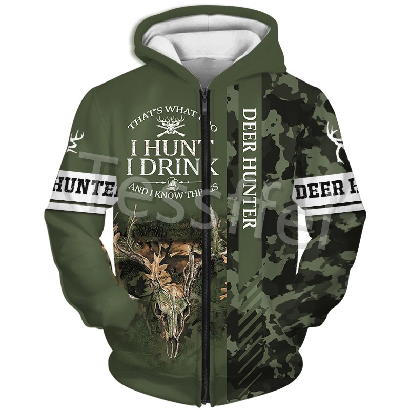 

Tessffel Camouflage Hunting Deer Hunter Animal 3D Printed Winter Fashion Men and Women Warm Fleece Jacket Zipper Hoodie Style-3