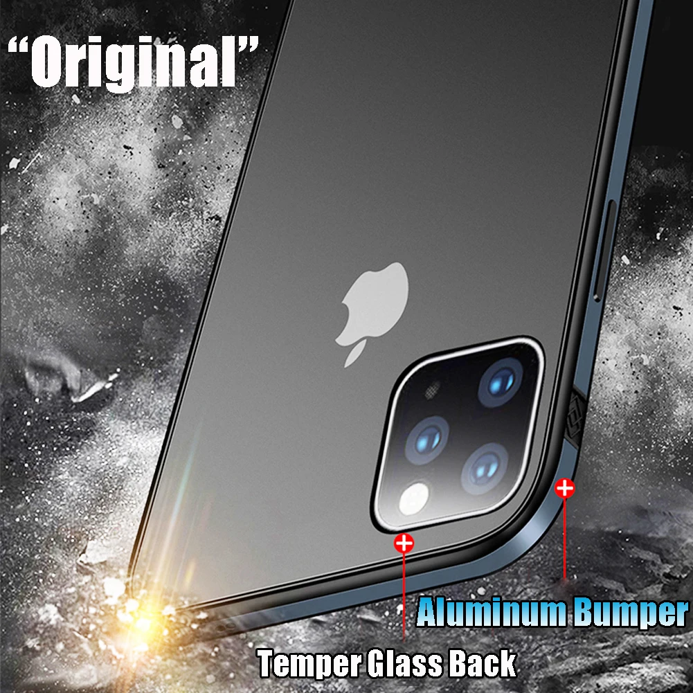 

Luxury Aluminum Metal Clear Glass Cover for iPhone 11 Pro Max Metal Bumper Armor Phone Cover Case for iPhone Xs Max 6S 8 Plus
