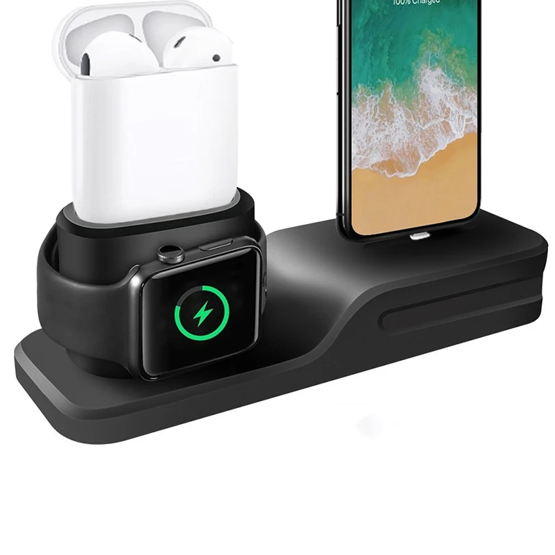 3 in 1 Charging Dock Holder For Iphone X Iphone 8 Iphone 7 Iphone 6 Silicone charging stand Dock Station For Apple watch Airpods (12)