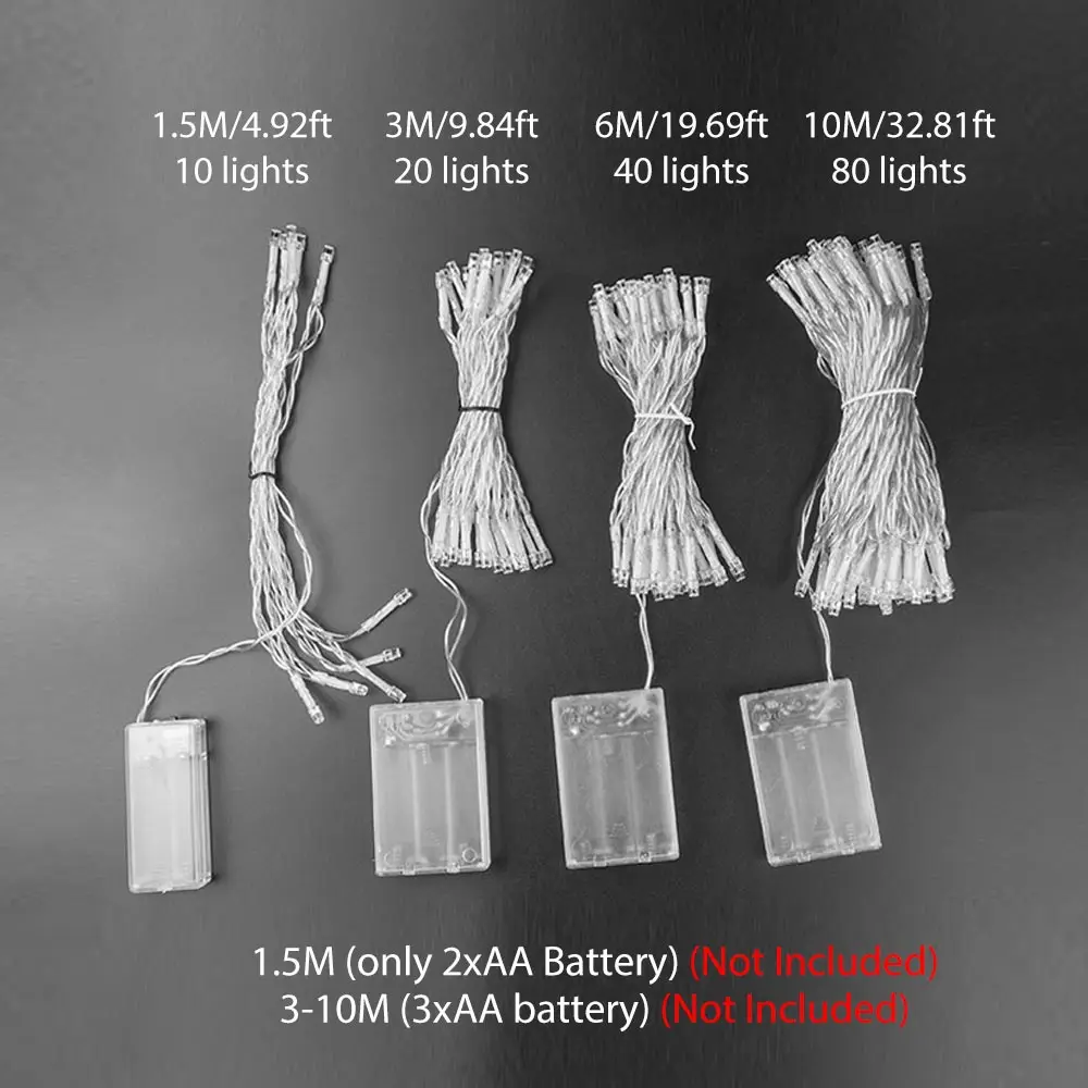 Holiday AA Battery 3 Modes String Light 1.5M 3M Christmas Garland Wedding Party Indoor Decoration Fairy Lights