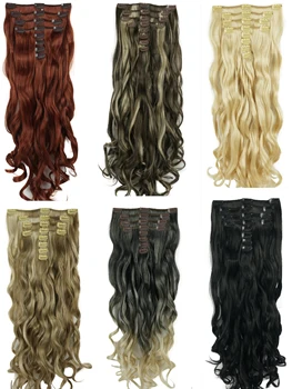 

StrongBeauty 24" Natural Wave Full Head Clip in Synthetic Hair Extensions 8pcs 270g