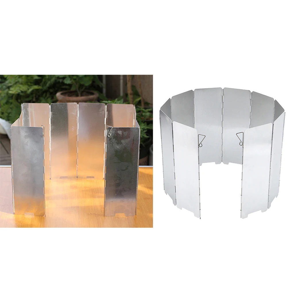 10 Pieces Cooker Wind Guard Wind Shield Folding Windshield Plates Outdoor Camping Kitchen BBQ Stove Picnic Wind Screen 
