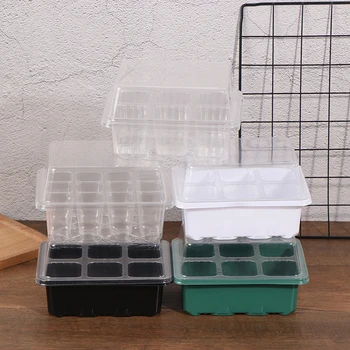 

6/12 Plastic Nursery Pots Planting Seed Tray Kit Plant Germination Box with Dome and Base Garden Grow Box Gardening Supplies