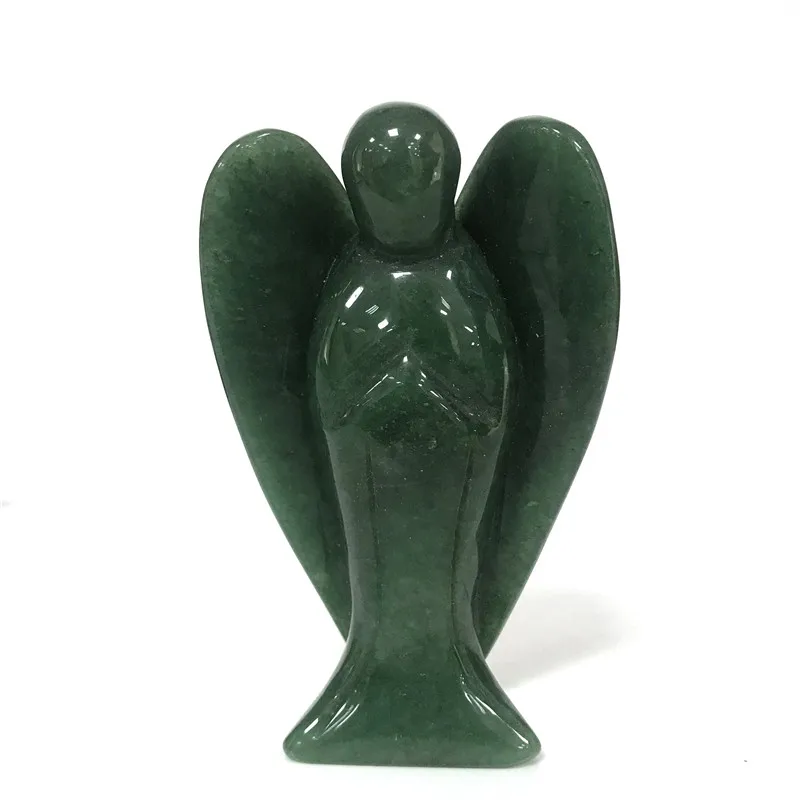 Green Aventurine Элегантный Ангел Форма натуральный зеленый авантюрин изделие из хрусталя Исцеление reiki из кварца камень талисман Статуэтка домашний стол украшения подарок - Цвет: Green Aventurine