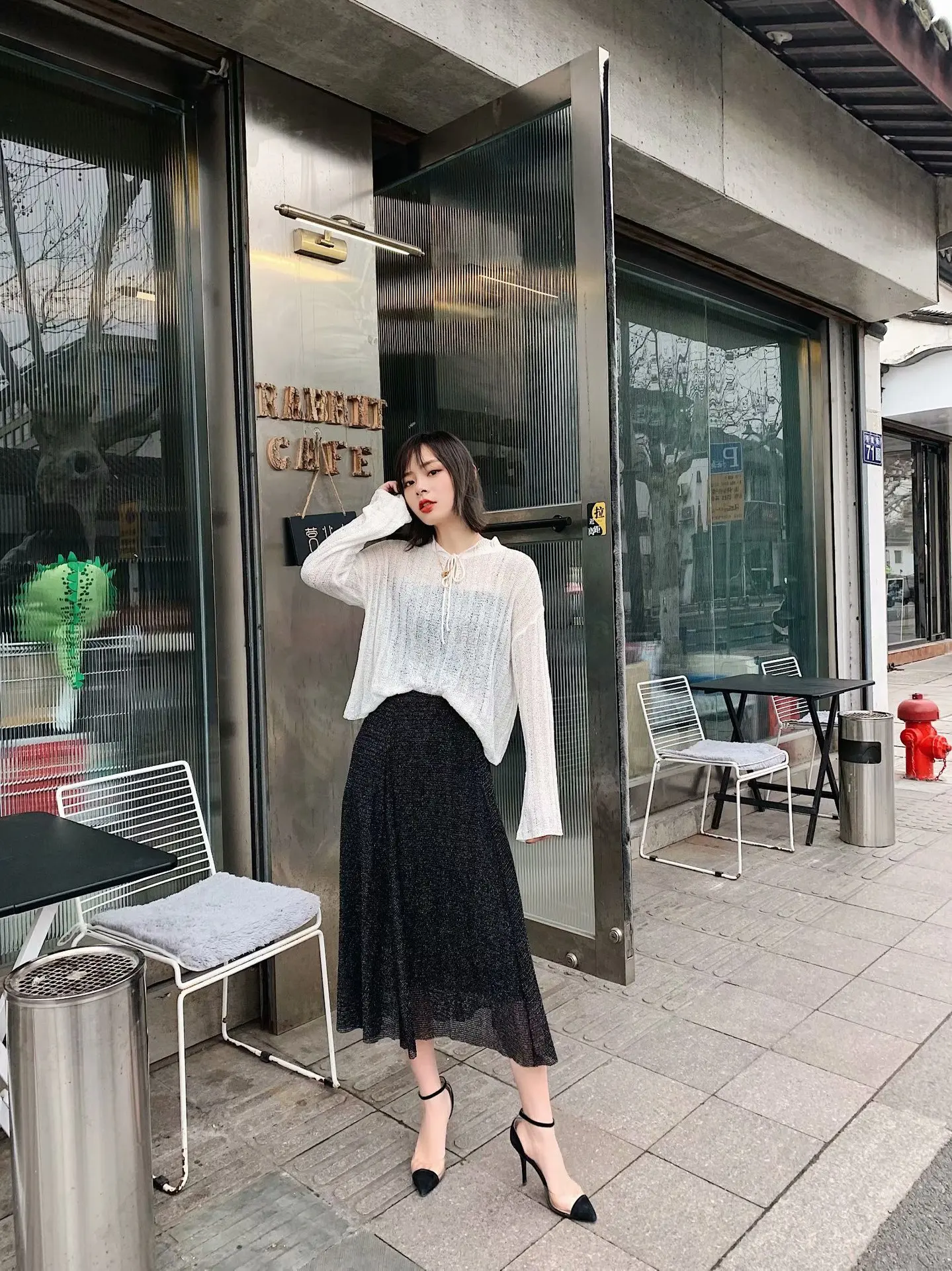 

Western Style 19 Spring New Style Metal Wire Mesh Mid-length Skirt Versitile Fashion Mesh Skirt WOMEN'S Dress