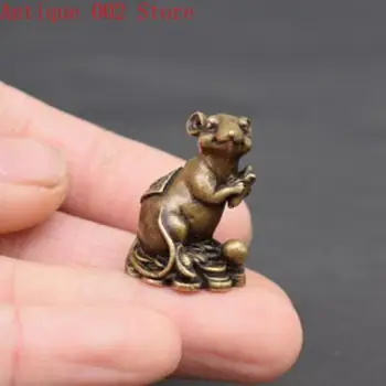 

China collection archaize brass money mouse Small statue home decoration