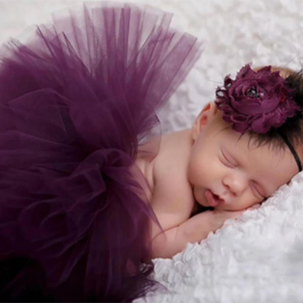 Baby Newborn Photography Props Cute Princess Infant Costume Outfit With Flower Headband Accesssories Baby Girls Dress Tutu Skirt 9 colors baby girl tulle tutu skirt newborn photography props multicolor baby tutu skirt birthday party gift