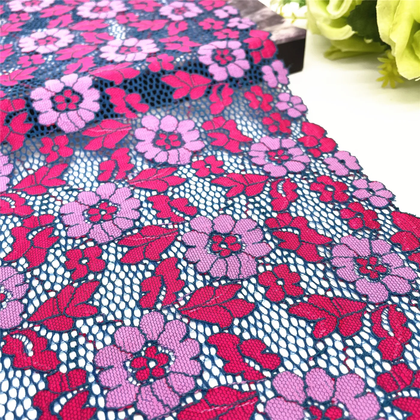 3y/lot Width 8 inch 20.50cm Mixed Lilac Red Stretch Elastic Lace 2