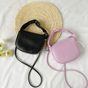 

PU Leather Crossbody Bag For Women 2021 Fashion Pleated MINI Shoulder Simple Bag Female Simple Handbags and Purses Totes