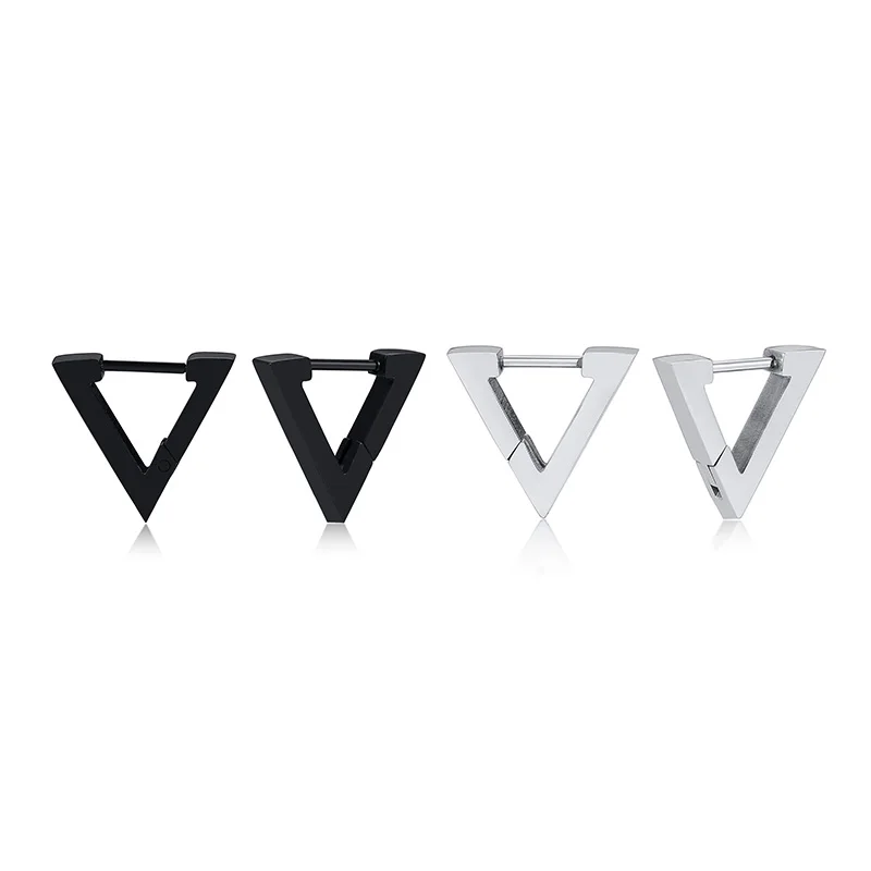 Triangolo Orecchini A Cerchio Huggie In Acciaio Inossidabile: Unisex, Lucidati A Specchio, 10mm