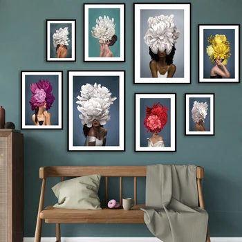 

Flowers Woman Abstract Wall Art Canvas Painting Fashion Nordic Posters And Prints Modern Decoration Pictures For Living Room