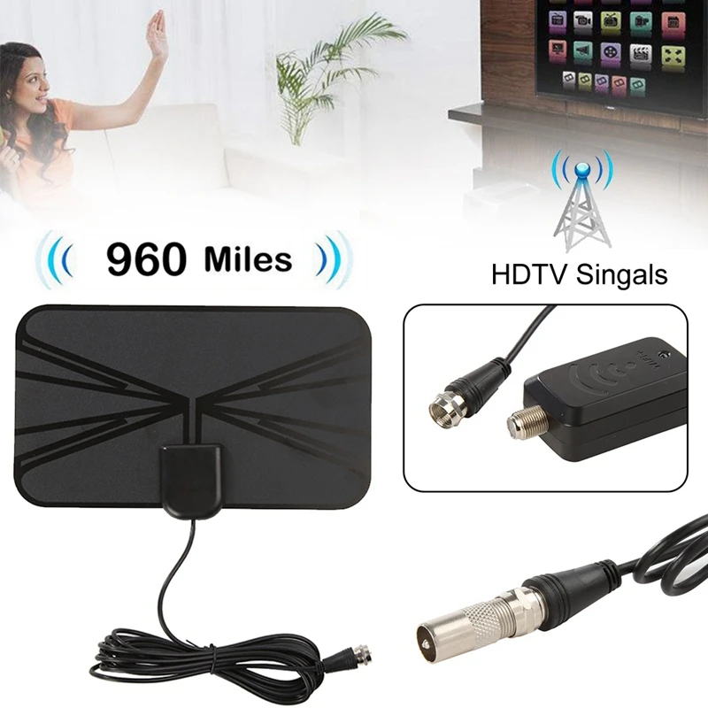 Цифровая ТВ антенна 960 миль 1080P Skywire цифровая комнатная 4K TV|Телевизионные антенны|