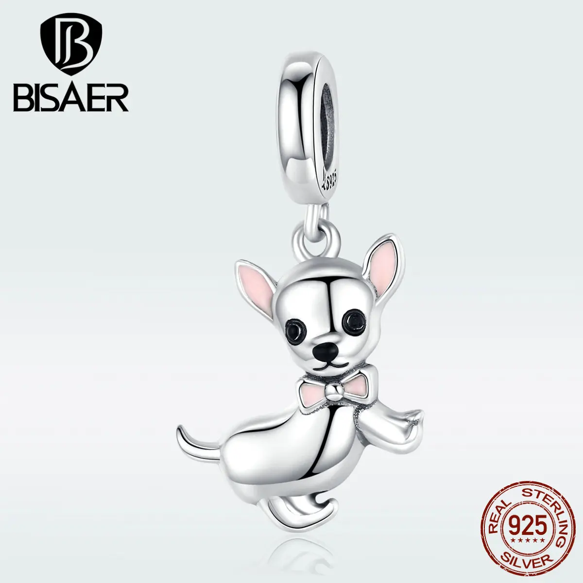 BISAER, дизайн,, 925 пробы, очаровательные бусины чихуахуа, подвески для женщин, очаровательный браслет, сделай сам, ювелирное изделие, подарки, HSC1317