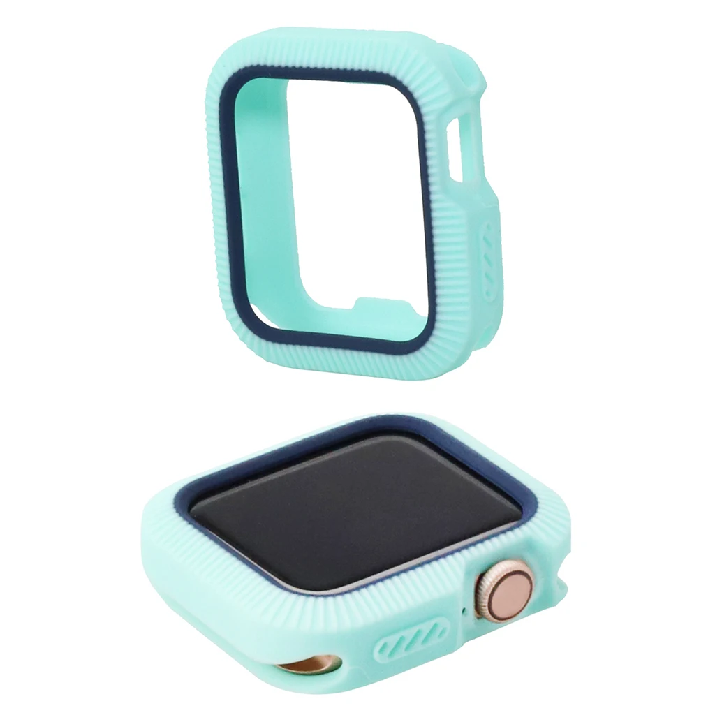 

2 Pcs Bumper for Apple Watch Series 4 Silicone Case Slim Fit Case For iWatch Thin Protector Plastic Black Frame 44 mm Band
