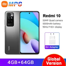 Global Version Xiaomi Redmi 10 4GB 64GB New Smartphone  MediaTek Helio G88 Octa Core90Hz FHD Display 50MP AI quad camera
