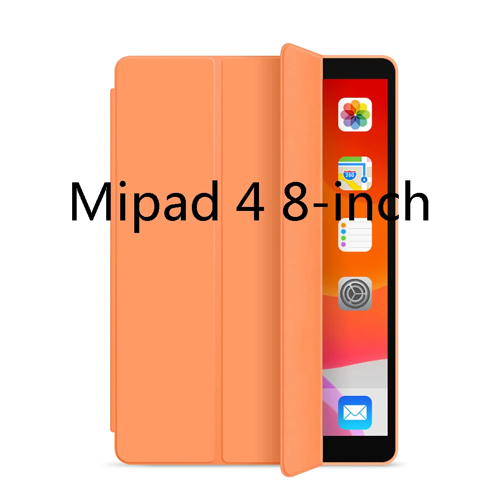 MiPad4 8inch Orange Умный чехол для Xiaomi mi pad 4 plus/pad4, силиконовый чехол для планшета из искусственной кожи, чехол-книжка для mi PAD 4, 8 дюймов/10,1 дюймов, защитный чехол - Цвет: MiPad4 8inch Orange