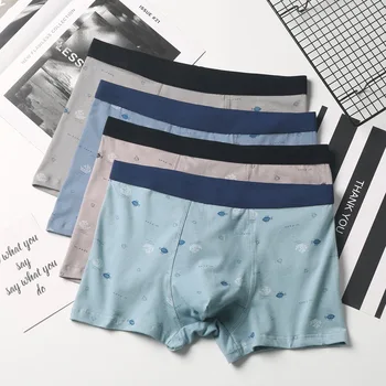 

Men Boxers 4pcs Cotton print Ropa interior Bragas Cuecas Hombre Men 's Underwear Boxers Summer Boxershorts