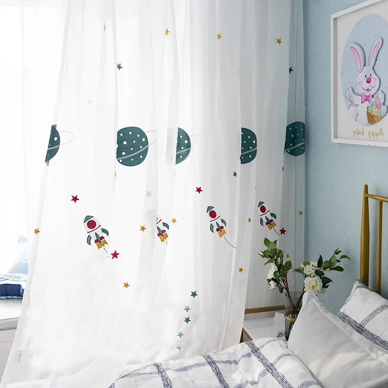 

Cartoon Children Window Screen for Living Room The Bedroom Modern Printed Tulle Sheer Curtains Drapes Blinds Boys Room Decor