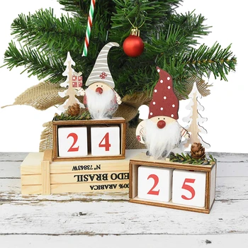 

Christmas Calendar Merry Wooden Calendar Desktop Ornaments for Home Xmas Navidad Natal Noel Santa Claus Dolls Party Decoration