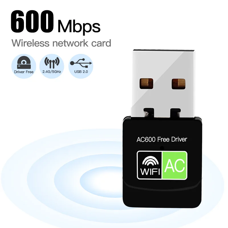 Wireless USB WiFi Adapter 600Mbps 5.8GHz+2.4GHz USB Wifi Receiver Wireless Network Card Dual Band 802.11b/n/g/ac Lan Wifi Dongle