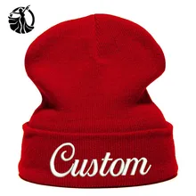 Beanie шляпа Персонализированные Бирки по одежде с вышивками и LetterText логотип, название вязаная Skullie шапка, вязаная шапка-носок зима-осень Для женщин и Для мужчин шляпа