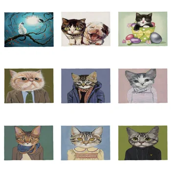 

Furry Luxurious Placemat Colored Cat Suit Cartoon Tablecloth Home Fireplace Mantel Decoration 42 * 32Cm Polyester Wall Tapestry