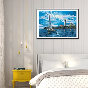 

Cartoon Sailboat Diamond Painting 5D DIY Cross Stitch Full Drill Embroidery DIY Craft Cross Embroidery Eco-friendly Kit