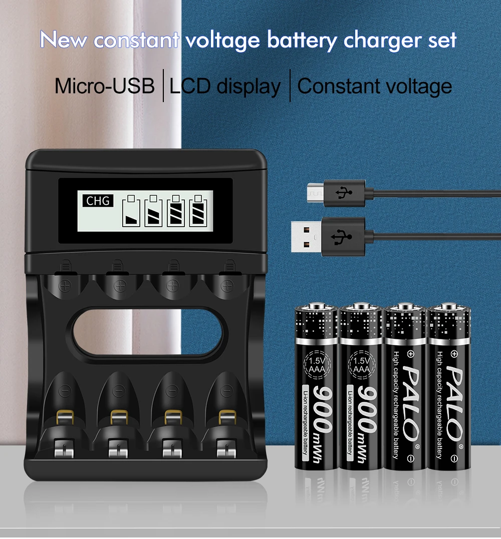 

PALO 1.5V AAA Polymer Lithium Li-ion Rechargeable Batteries 1.5V Li-ion AAA Battery and 1.5V AA/AAA Lithium Battery Charger
