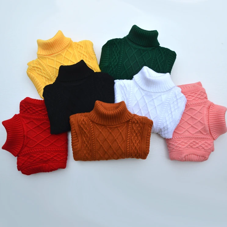 Новая детская одежда теплые хлопковые пуловеры для маленьких мальчиков, свитера с плюшевой подкладкой зимняя облегающая трикотажная куртка с воротником под горло для девочек от 1 до 12 лет