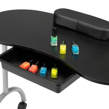 

Black/White Portable MDF Manicure Table with Arm Rest & Drawer Salon Spa Nail Equipment Manicure Spa beauty Salon Equipment Desk