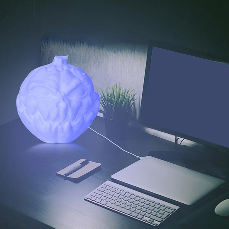 ABUI-USB светодиодный волшебный 3D печатные ночной Настольный светильник уход за кожей лица Форма тыквы светильник RGB Настольная лампа с пультом дистанционного управления Управление Хэллоуин декорацией