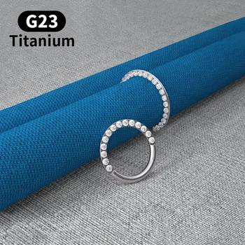 

1Pc Top Quality G23 Titanium 16G Zircon Septum Clicker Piercing Daith Nose Ring Body Piercing Hanger Clip On Fashion Jewelry
