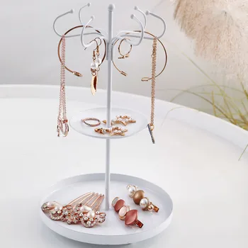 

3 Layers Metal Earrings Necklace Ring Pendant Bracelet Jewelry Display Stand Tray Storage Racks Organizer Holder