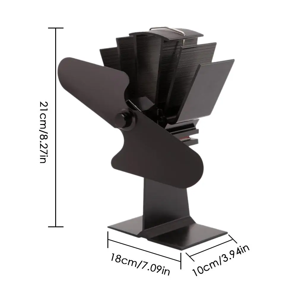 2/6 Blades Heat Powered Stove Fan Log Wood Burner Ecofan Quiet Black Home Fireplace Fan Efficient Heat Distribution Wood Stove #