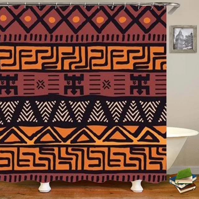 Ethnic Elegant Gray Geometric Shower Curtain Bathroom Curtain Tribal  African Curtains for Bath Bathtub Home Decor Waterproof 180|Shower Curtains|  - AliExpress
