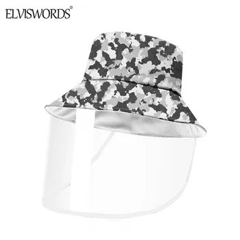 

ELVISWORDS 2020 Spring Summer New Fashion Women Men Bucket Hat Detachable Anti Spitting Cool Colorful Camo Print Sunbonnet Hat