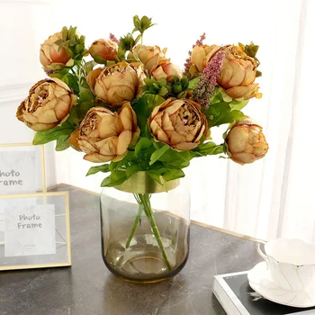 

New Hot 5PCS Artificial Flowers Silk Peony Artificial Peony for Home Wedding Decoration SMD66