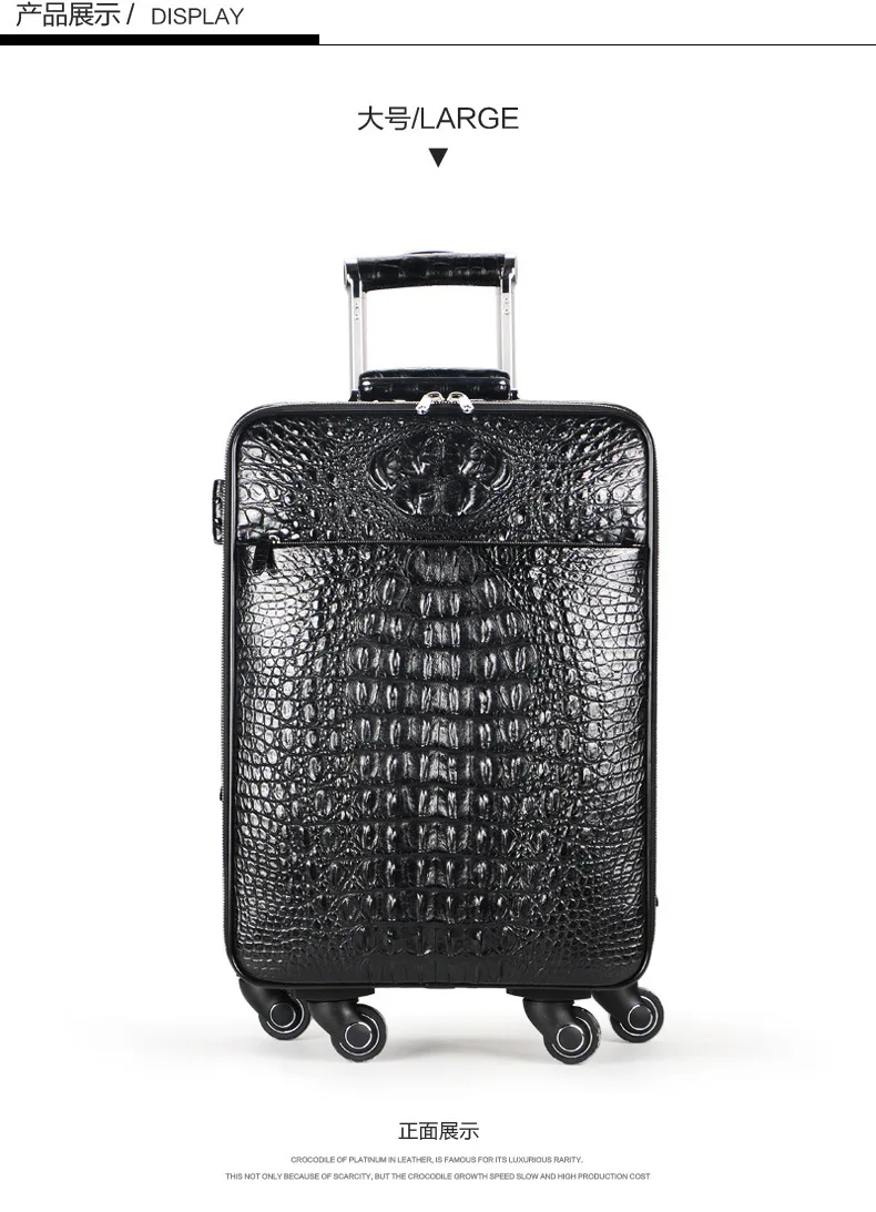 dongou men crocodile Pull rod box Universal wheel multi-function Genuine leather The luggage custom wholesale business