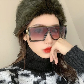 

Western Style Punk Personality Sunglasses Female Big Box Square Wild Avant-garde Street Shot Sunglasses Male Piece Sunglasses