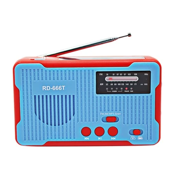 

Emergency Radio Solar Powered AM/FM Radio Hand Crank Radio with Emergency Alarm Flashlight Power Bank for MP3 Play Blue