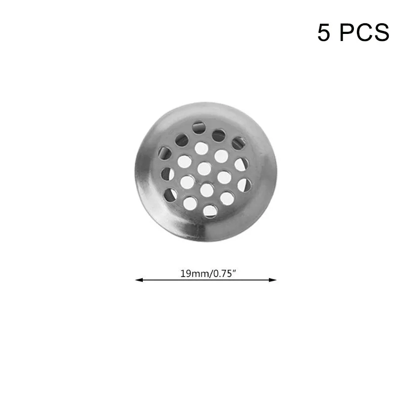 5pcs 19mm Вентиляционные отверстия из нержавеющей стали с круглым вентиляционным отверстием для шкафа ванной комнаты кухни AIA99 - Цвет: 5pcs 19mm