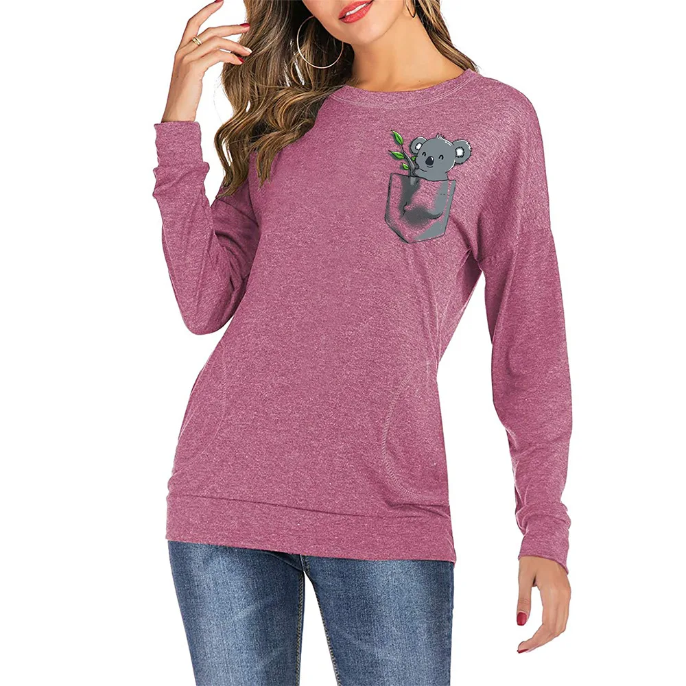 

New Women's T-shirt O-Neck Harajuku Funny Kara Print Top Long Sleeve Casual Female T shirt Oversized Warm Winter