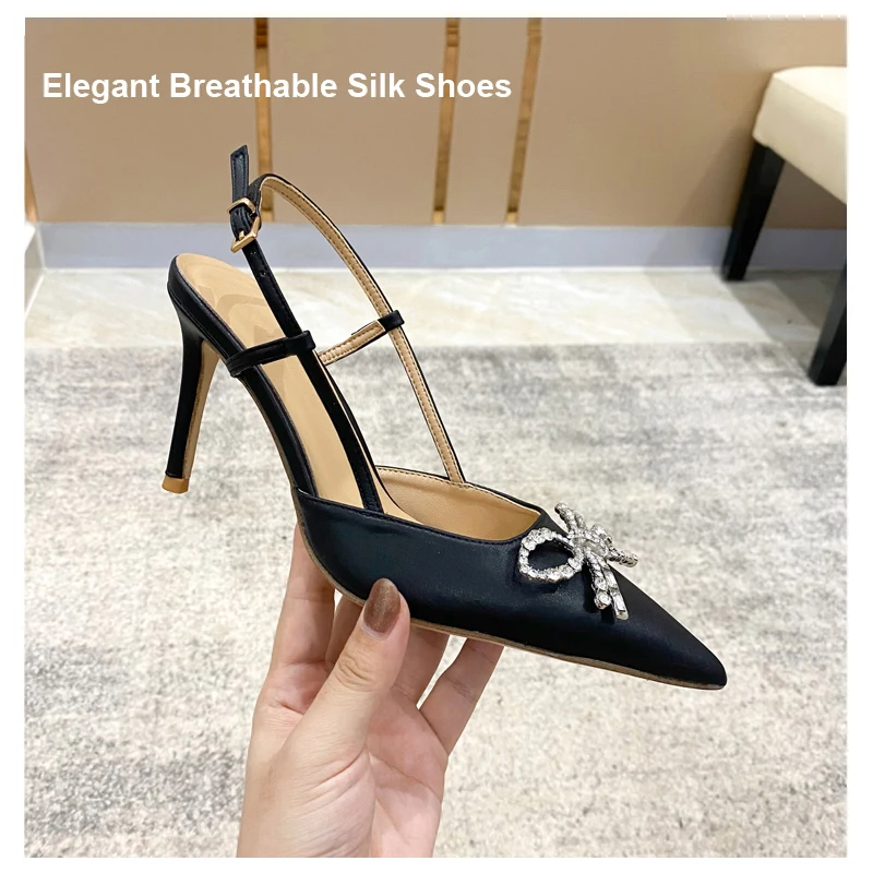 

New Elegant Breathable Silk Shoes Women Grade A Diamond Charm Butterfly Sandals Sheep Skin Sock Shoe Spring Summer Autumn Winter